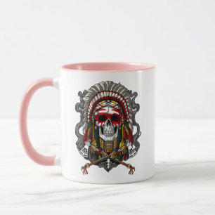 Native American Skull Indian Chief Headdress Mug