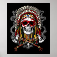 Native American Skull Indian Chief Headdress