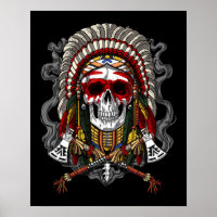 Native American Skull Indian Chief Headdress