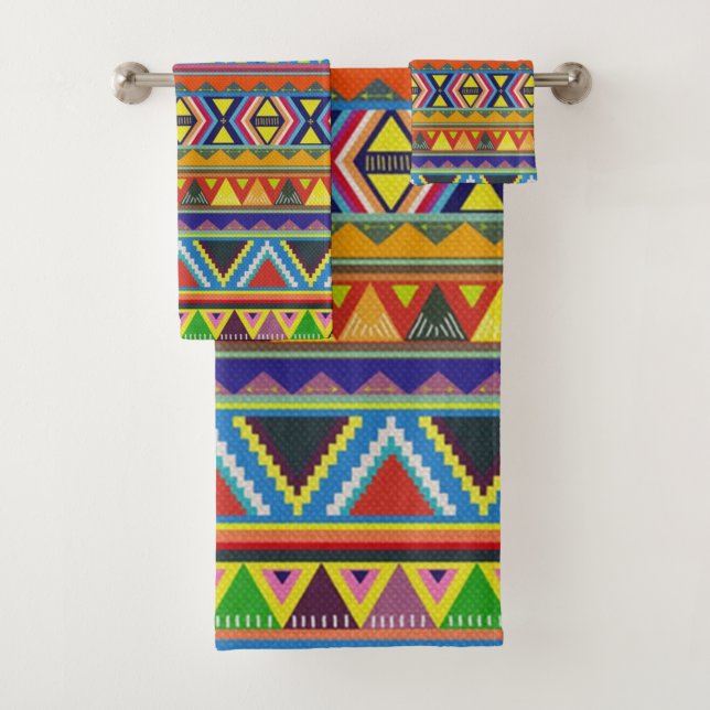 Native American Southwest Colourful Decorative Bath Towel Set (Insitu)