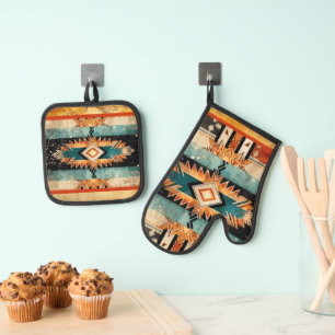 Native American Southwest Design Personalised Oven Mitt & Pot Holder Set