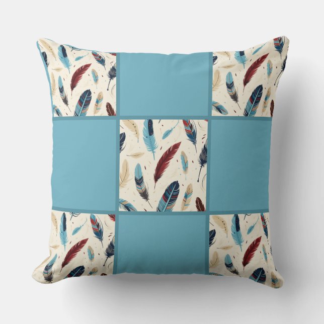 Native American Southwest Feather Quilt Pattern Cushion (Front)