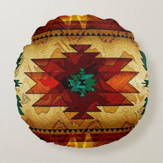 Native American Southwestern Tribal Round Cushion