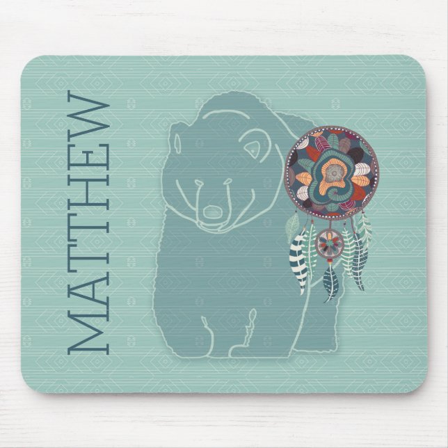 Native American Spirit Bear with Name Mouse Mat (Front)