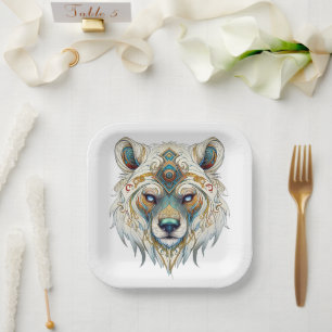 Native American Spiritual Wolf Paper Plate