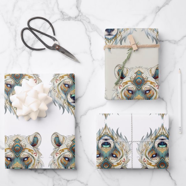 Native American Spiritual Wolf    Wrapping Paper Sheet (Front)