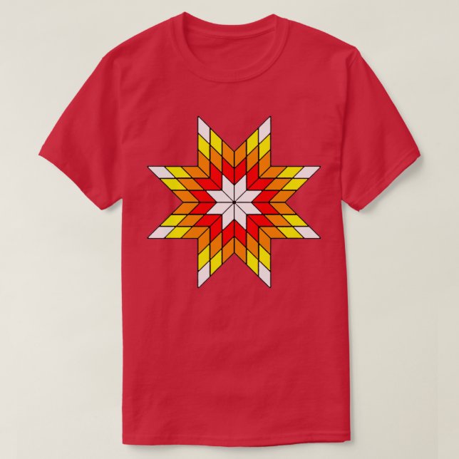Native American Starburst Design White Fire Colour T-Shirt (Design Front)
