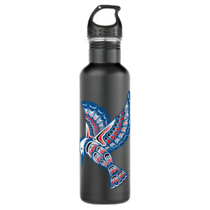 Native American Style Art Kingfisher Pacific North 710 Ml Water Bottle