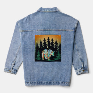 Native American Style Bear in Woods Denim Jacket