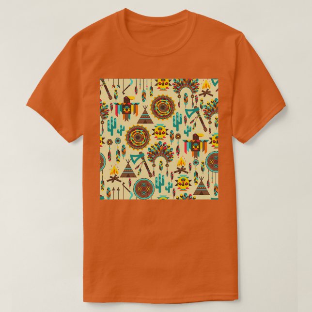 Native American Style Boho Pow wow  T-Shirt (Design Front)