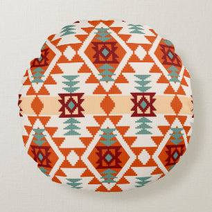 Native American Style Geometric Seamless Round Cushion