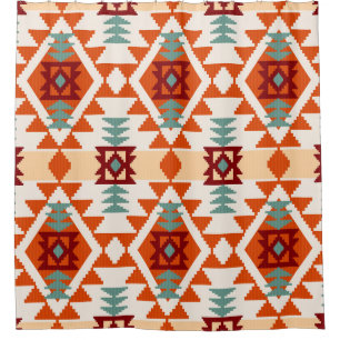 Native American Style Geometric Seamless Shower Curtain