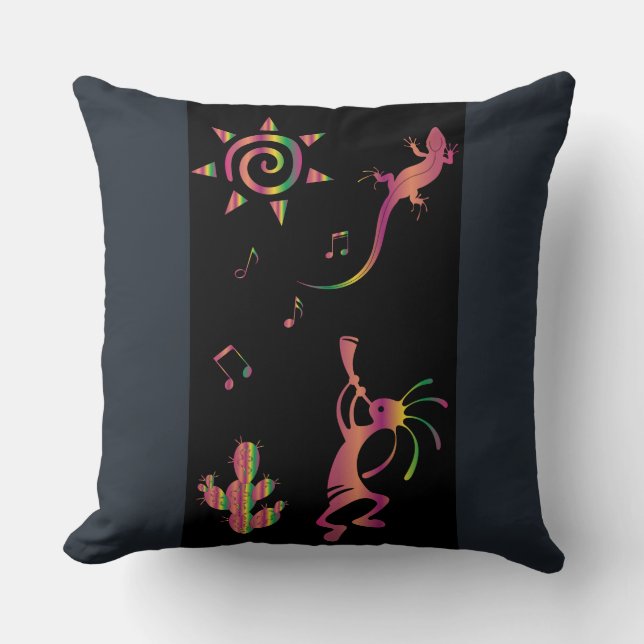 Native American Style Kokopelli Throw Pillow (Front)