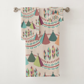 native american stylisation bath towel set