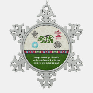 Native American Symbols and Wisdom - Bear Snowflake Pewter Christmas Ornament