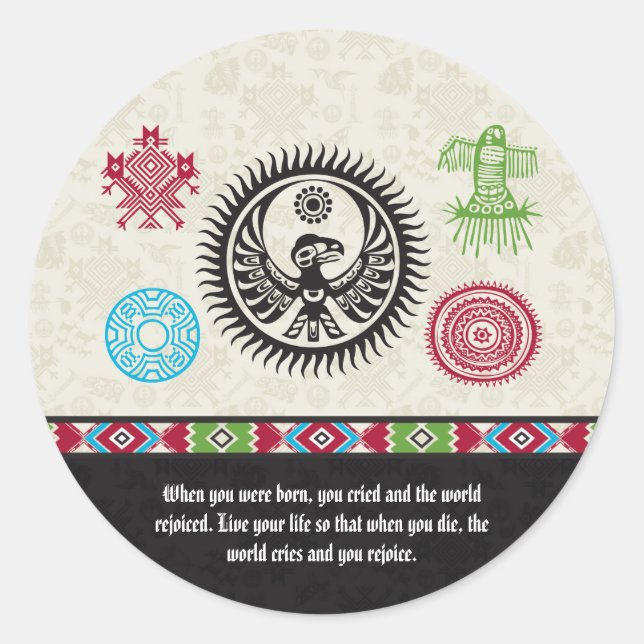 Native American Symbols and Wisdom - Phoenix Classic Round Sticker (Front)