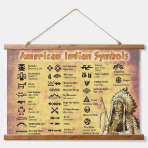 Native American Symbols Hanging Tapestry