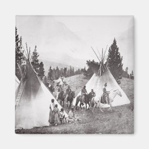 Native American Teepee Camp, Montana, c.1900 (b/w Magnet