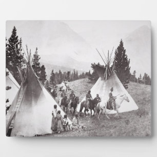 Native American Teepee Camp, Montana, c.1900 (b/w Plaque