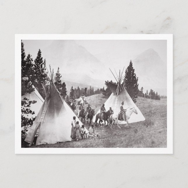 Native American Teepee Camp, Montana, c.1900 (b/w Postcard (Front)