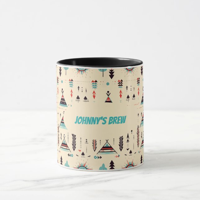 Native American teepee patterned & editable Mug (Center)