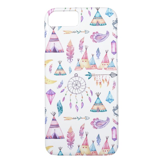 Native American Teepees Dreamcatchers Feathers Case-Mate iPhone Case (Back)