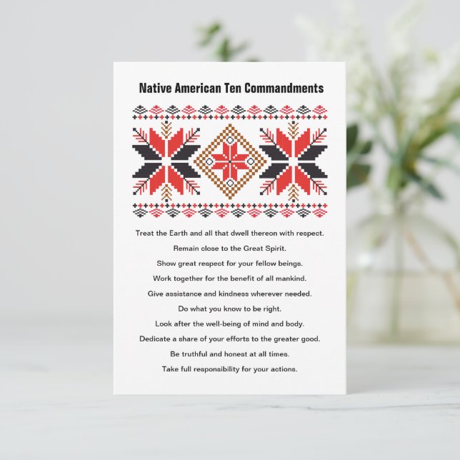 Native American Ten Commandments Flat Card (Standing Front)