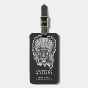 Native American Tiger Chief Add Your Name Luggage Tag