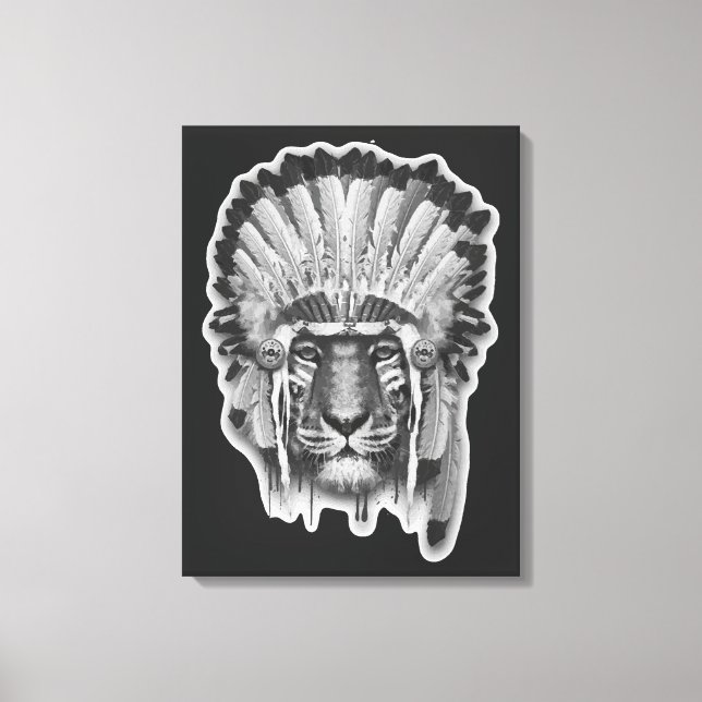 Native American Tiger Chief Canvas Print (Front)