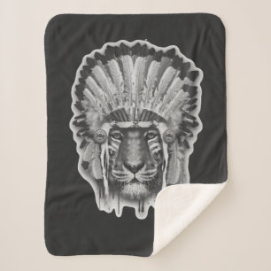 Native American Tiger Chief Sherpa Blanket