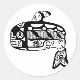Native American Tlingit Whale Classic Round Sticker