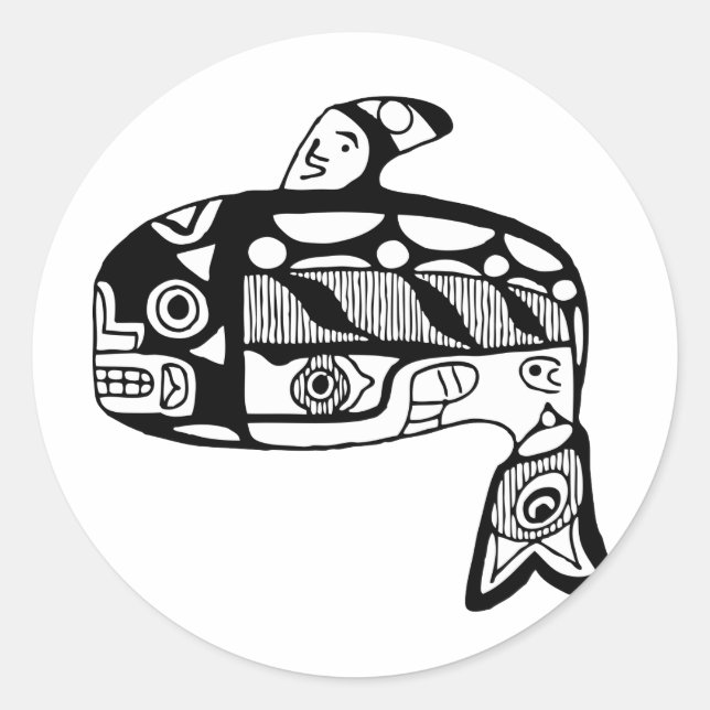 Native American Tlingit Whale Classic Round Sticker (Front)