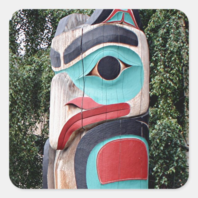 Native American Totem Pole,  Anchorage, Alaska Square Sticker (Front)