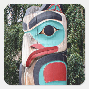 Native American Totem Pole,  Anchorage, Alaska Square Sticker