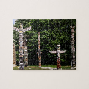 Native American totem poles, Vancouver, British Jigsaw Puzzle