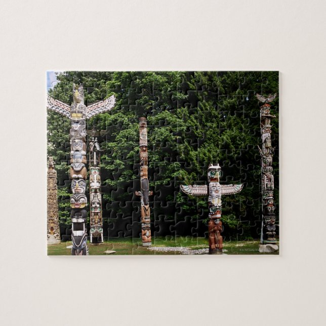 Native American totem poles, Vancouver, British Jigsaw Puzzle (Horizontal)