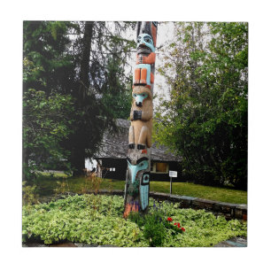 Native American Totem Poll Glacier Park Montana  Tile