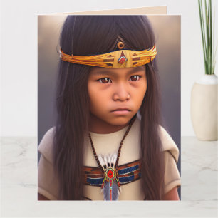 NATIVE AMERICAN TRIBAL BOY ART BIRTHDAY  CARD