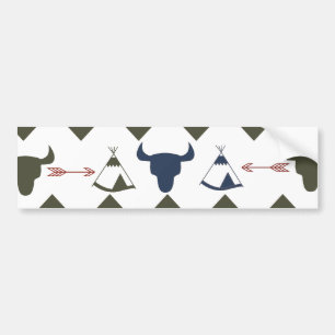 Native American Tribal Chevron Skulls Tipi Arrows Bumper Sticker