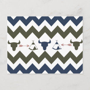 Native American Tribal Chevron Skulls Tipi Arrows Postcard
