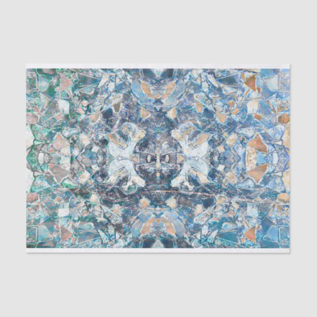 Native American Tribal Classic Blue Tan Design Tissue Paper (Front)