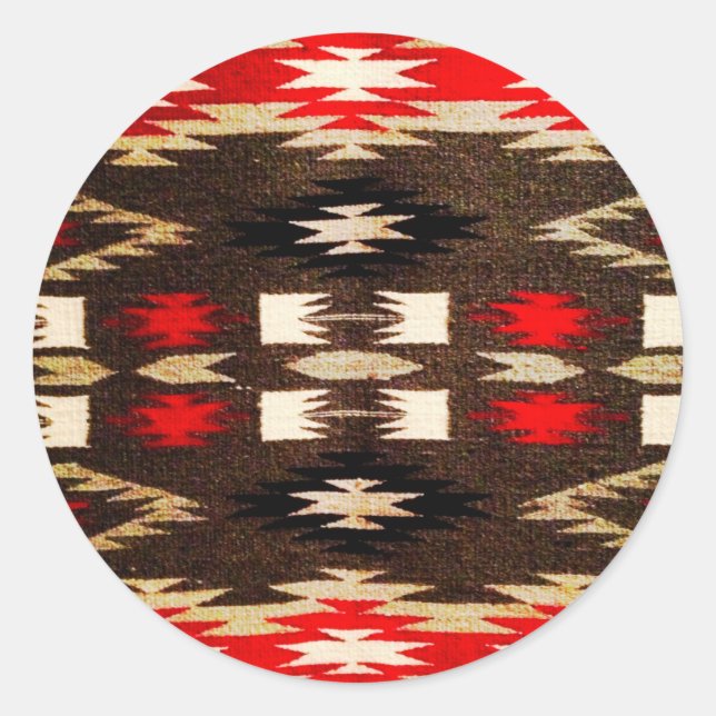 Native American Tribal Design Print Classic Round Sticker (Front)