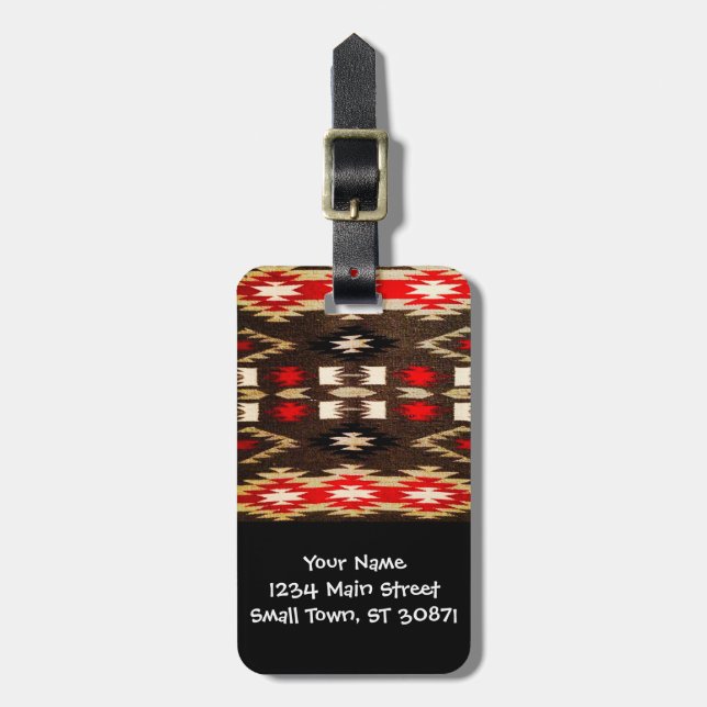 Native American Tribal Design Print Luggage Tag (Front Vertical)