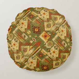 Native american tribal fabric I + your ideas Round Cushion