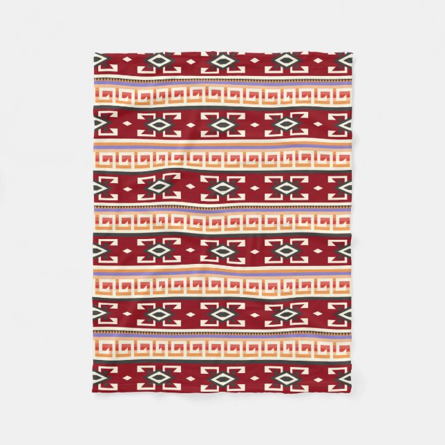 Native American Tribal Geometric Pattern Fleece Blanket (Front)