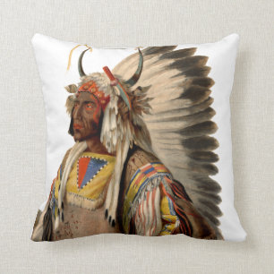 Native American Tribal Indian Chief Head Dress Cushion