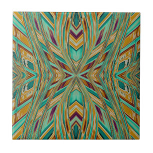 Native American Tribal Vibe Fractal Pattern in Tile