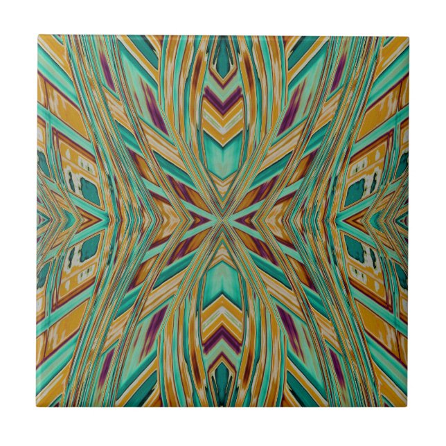Native American Tribal Vibe Fractal Pattern in Tile (Front)
