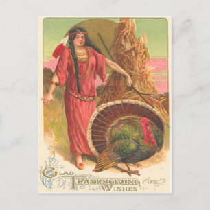 Native American & Turkey Postcard