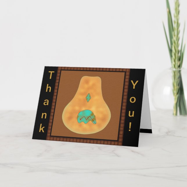 Native American Turquoise Zuni Bear Thank You Card (Front)
